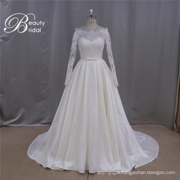 Hot Sale French Lace Mikado Wedding Gown